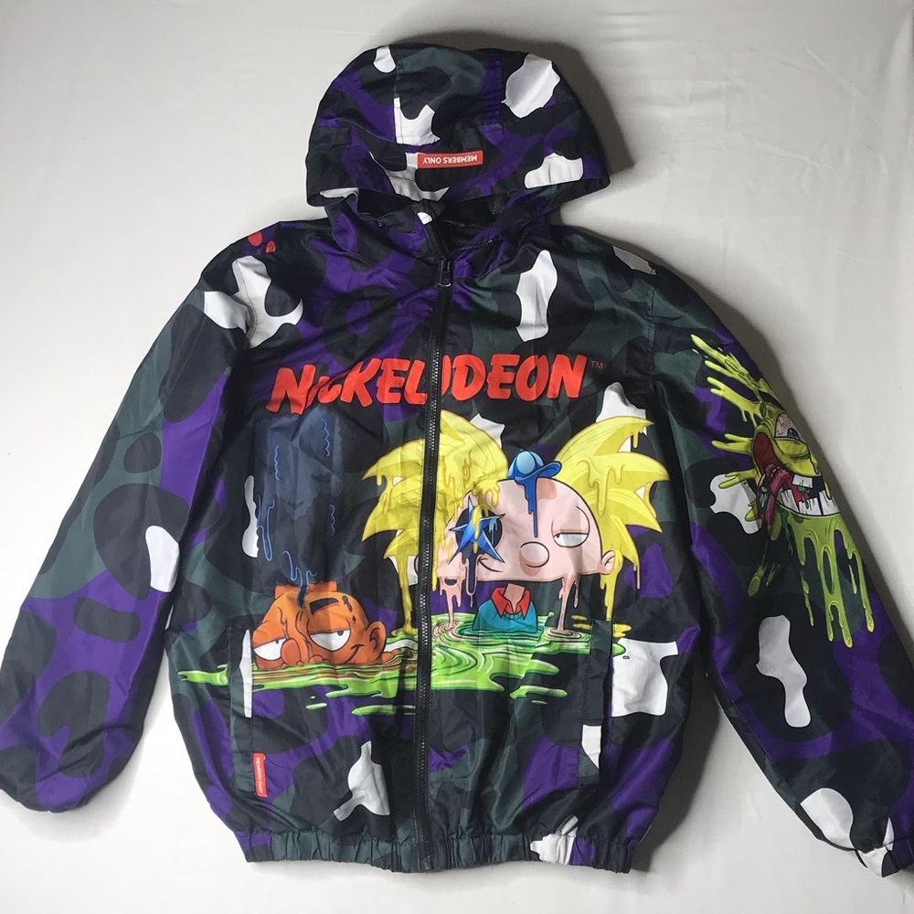 Members Only Nickelodeon Purple and Black Camouflage Wind Jacket